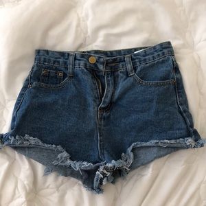 frayed denim shorts